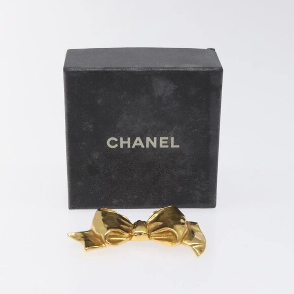 CHANEL Brooch metal Gold Tone CC Auth - Picture 1 of 6
